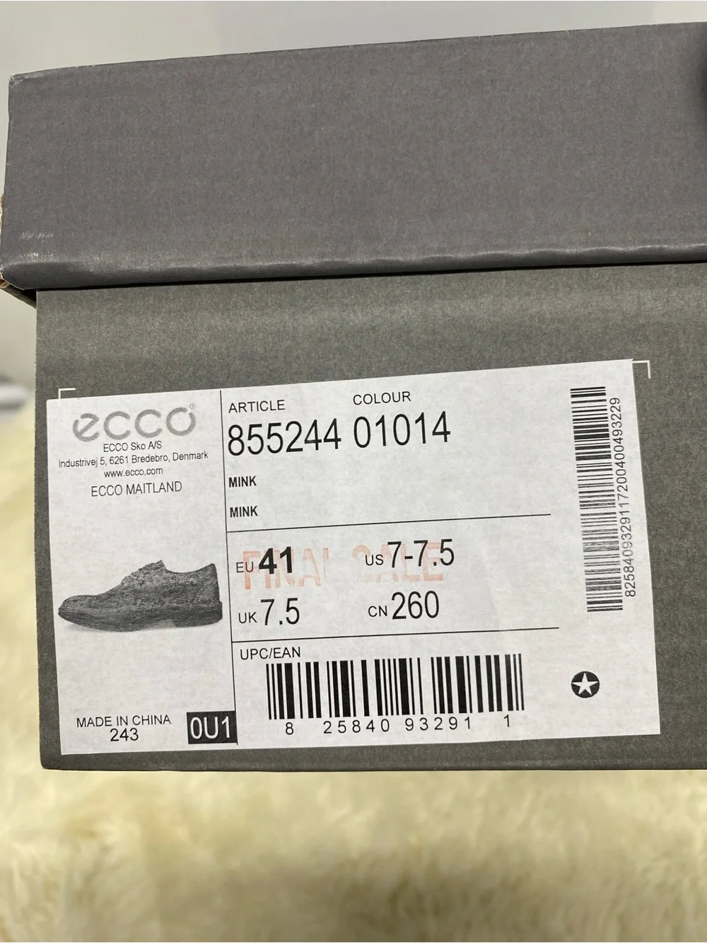 NIB! Ecco Maitland Derby Mens Shoes Plain Toe Lace-Up In Mink Size US7-7.5/ EU41